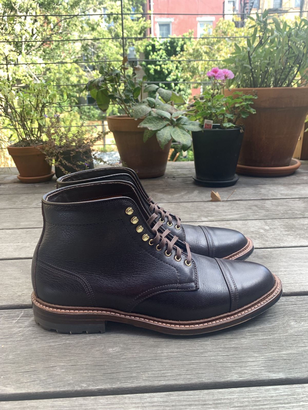 Photo by patinathunderdome on October 1, 2021 of the Alden x Stitchdown Stitchup 2.0 in Horween Arabica Lux Calfskin.