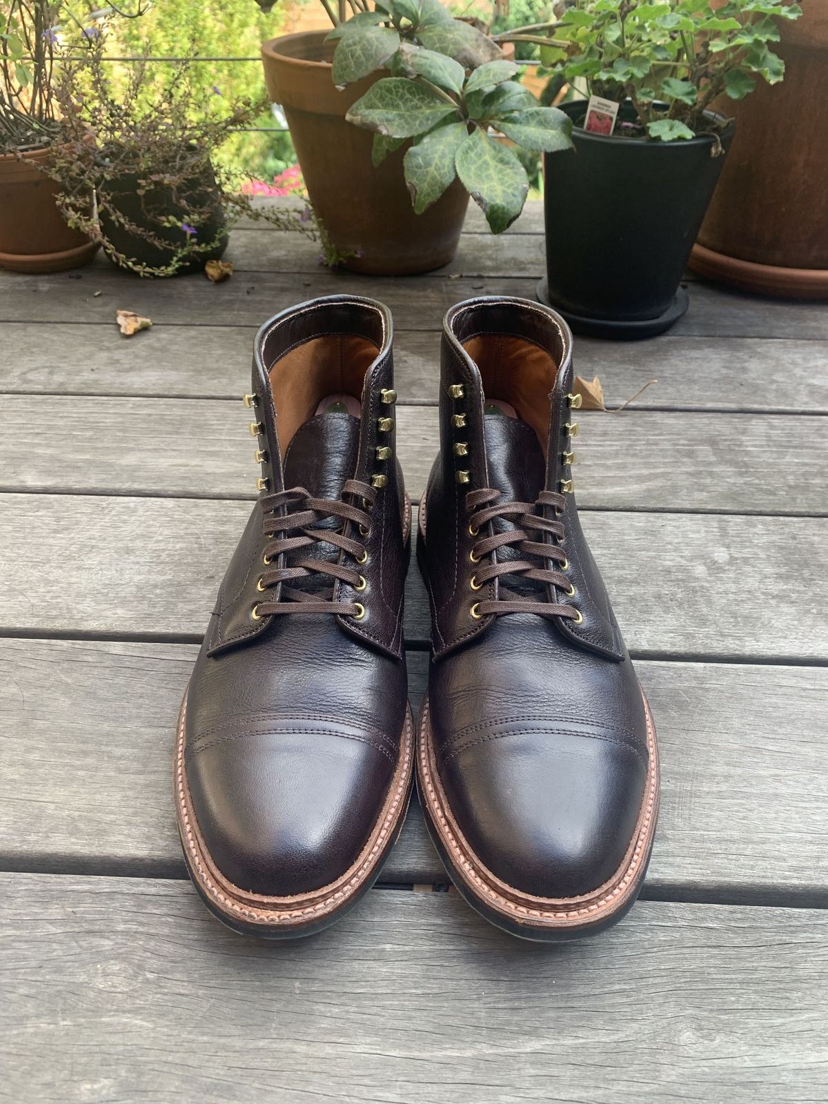 Photo by patinathunderdome on October 1, 2021 of the Alden x Stitchdown Stitchup 2.0 in Horween Arabica Lux Calfskin.