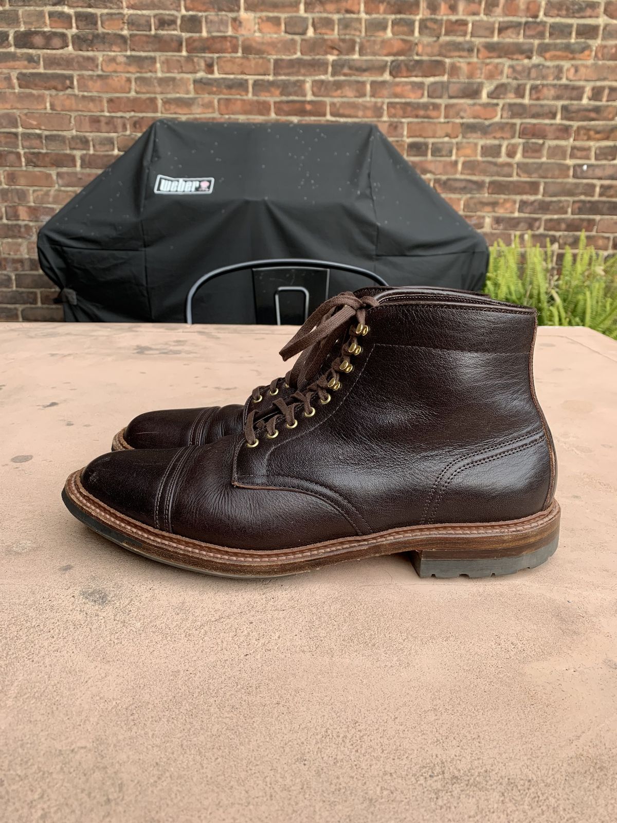 Photo by patinathunderdome on December 6, 2021 of the Alden x Stitchdown Stitchup 2.0 in Horween Arabica Lux Calfskin.