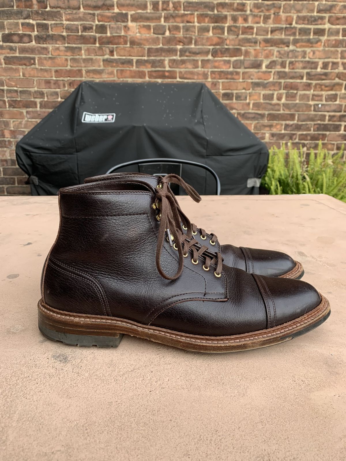 Photo by patinathunderdome on December 6, 2021 of the Alden x Stitchdown Stitchup 2.0 in Horween Arabica Lux Calfskin.