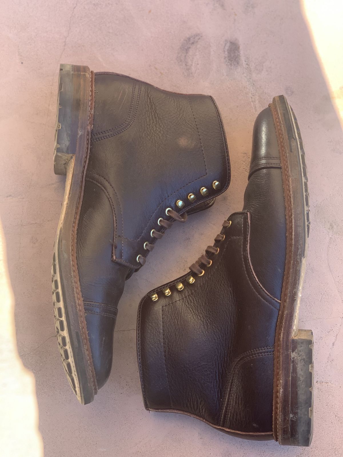 Photo by patinathunderdome on January 4, 2022 of the Alden x Stitchdown Stitchup 2.0 in Horween Arabica Lux Calfskin.