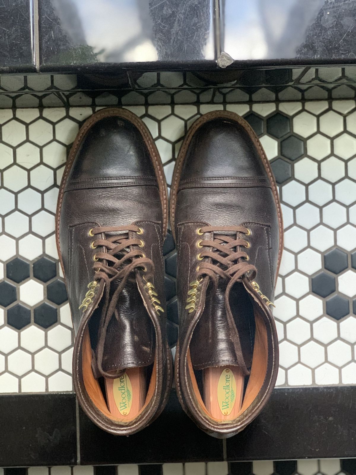 Photo by patinathunderdome on February 5, 2022 of the Alden x Stitchdown Stitchup 2.0 in Horween Arabica Lux Calfskin.