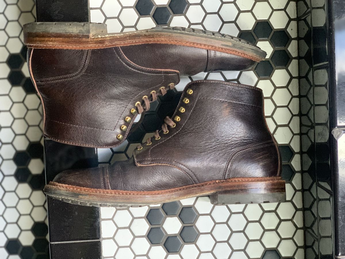 Photo by patinathunderdome on February 5, 2022 of the Alden x Stitchdown Stitchup 2.0 in Horween Arabica Lux Calfskin.