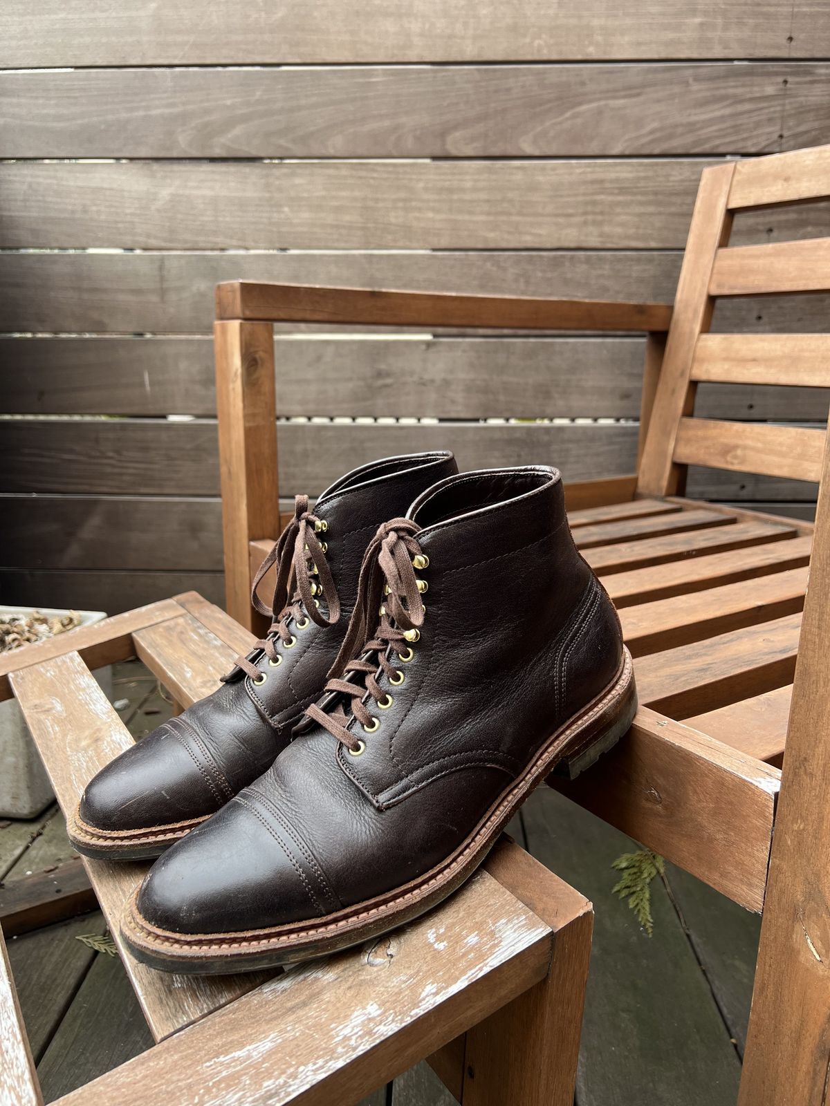 Photo by patinathunderdome on March 5, 2022 of the Alden x Stitchdown Stitchup 2.0 in Horween Arabica Lux Calfskin.