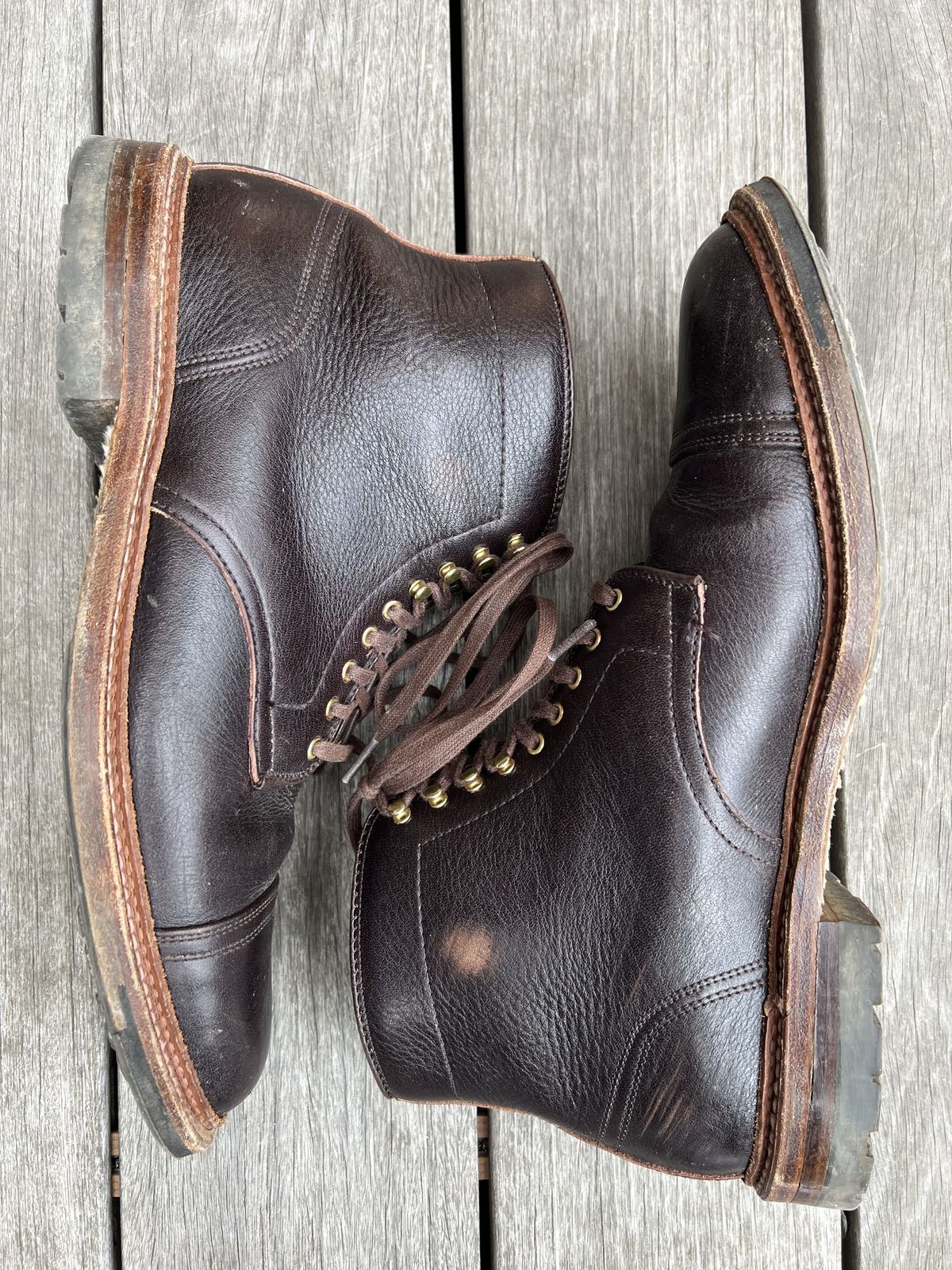 Photo by patinathunderdome on March 5, 2022 of the Alden x Stitchdown Stitchup 2.0 in Horween Arabica Lux Calfskin.