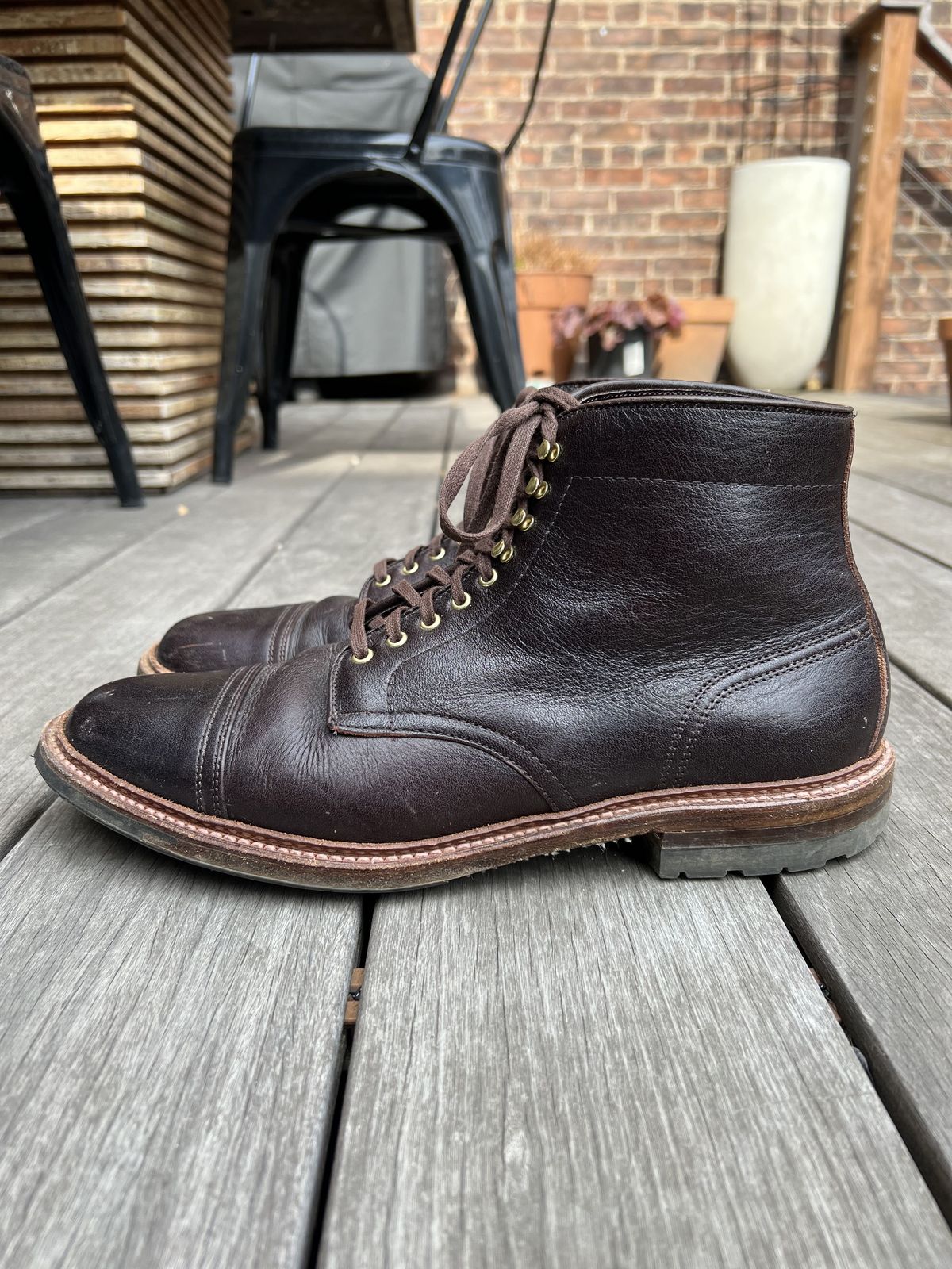 Photo by patinathunderdome on March 5, 2022 of the Alden x Stitchdown Stitchup 2.0 in Horween Arabica Lux Calfskin.