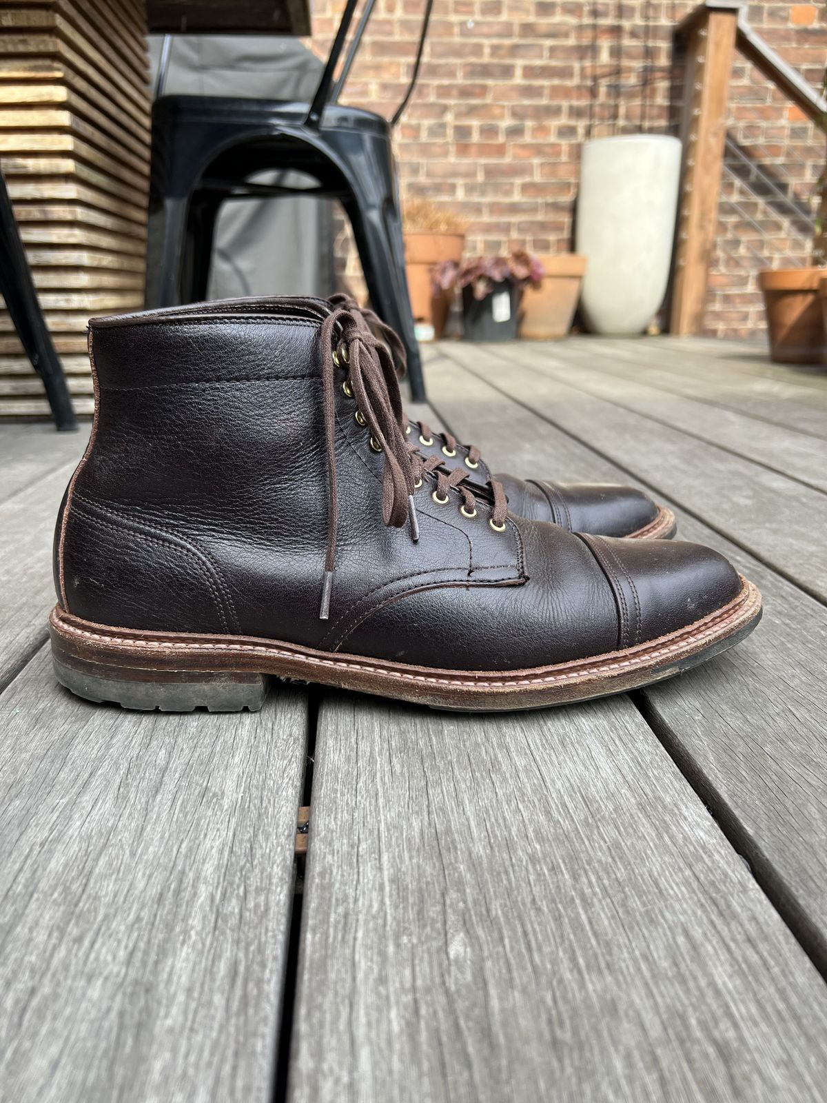 Photo by patinathunderdome on March 5, 2022 of the Alden x Stitchdown Stitchup 2.0 in Horween Arabica Lux Calfskin.