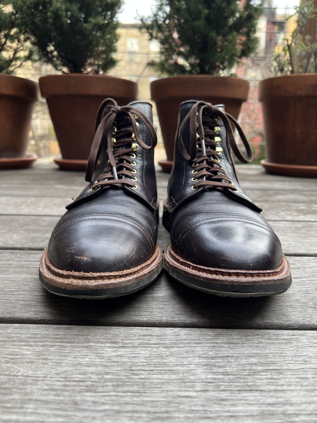 Photo by patinathunderdome on April 5, 2022 of the Alden x Stitchdown Stitchup 2.0 in Horween Arabica Lux Calfskin.