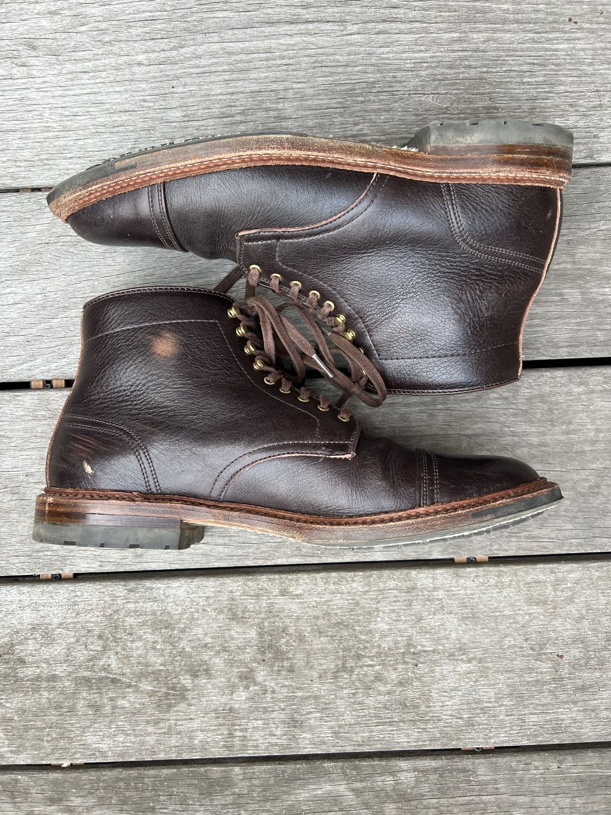 Photo by patinathunderdome on April 5, 2022 of the Alden x Stitchdown Stitchup 2.0 in Horween Arabica Lux Calfskin.