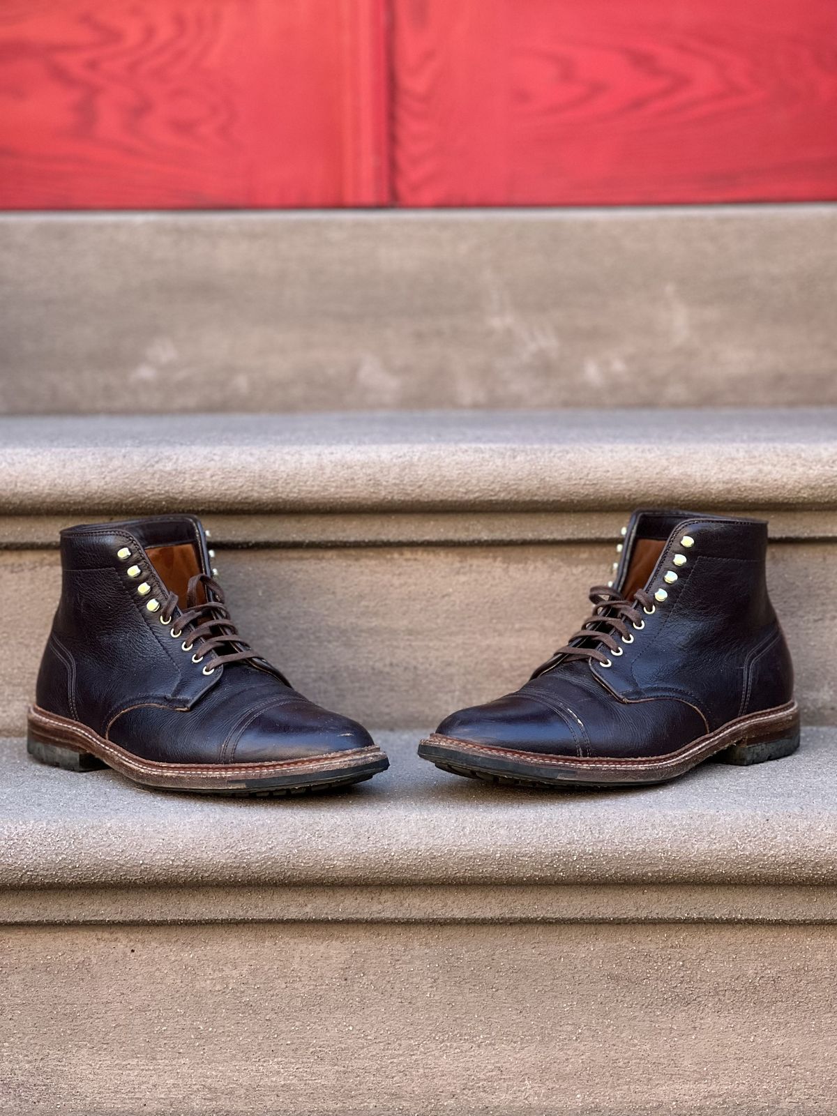 Photo by patinathunderdome on May 6, 2022 of the Alden x Stitchdown Stitchup 2.0 in Horween Arabica Lux Calfskin.