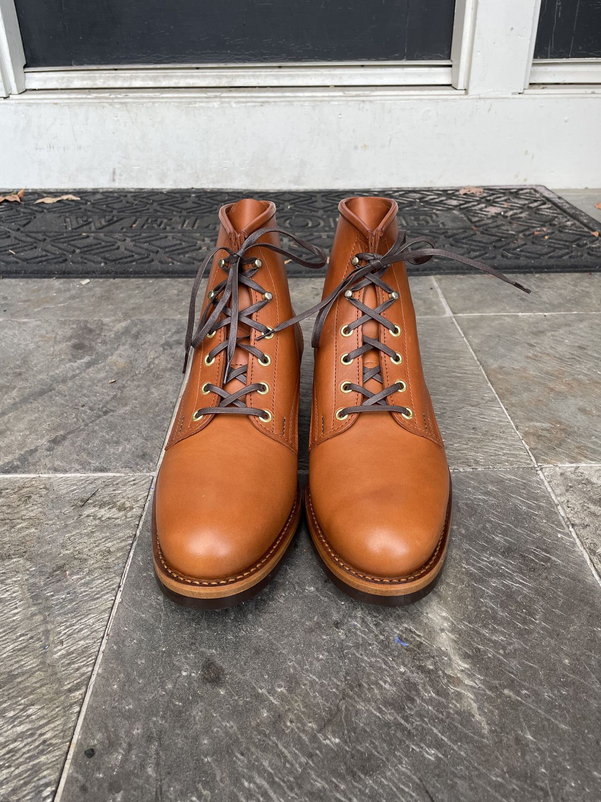 Photo by patinathunderdome on September 30, 2021 of the White Kloud Blucher.87 in Badalassi Carlo Cognac Minerva.