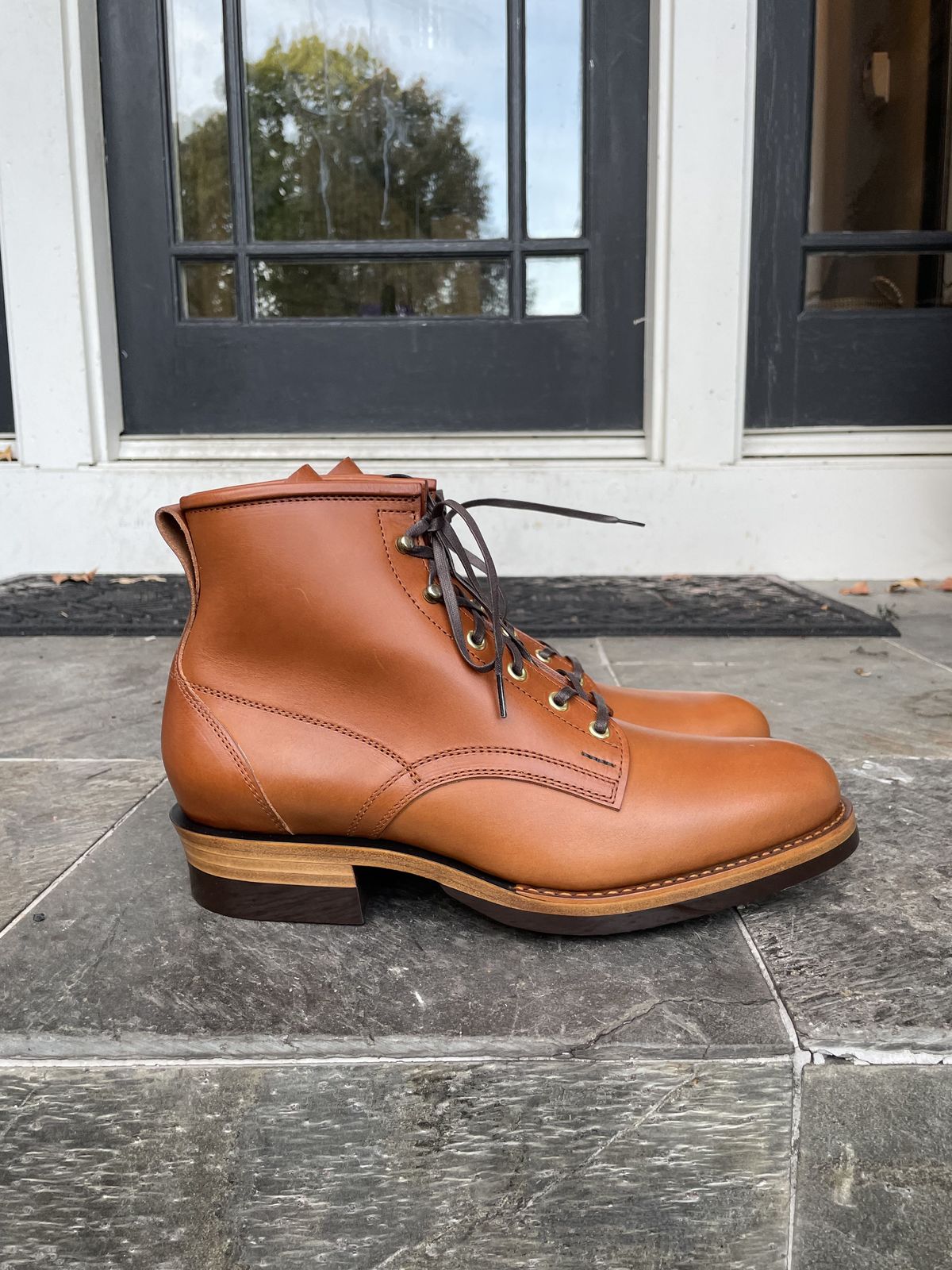 Photo by patinathunderdome on September 30, 2021 of the White Kloud Blucher.87 in Badalassi Carlo Cognac Minerva.