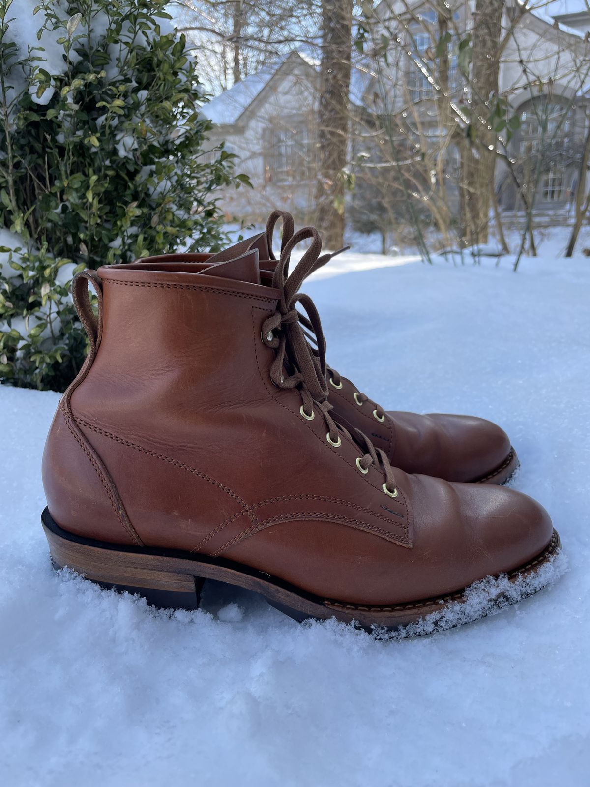 Photo by patinathunderdome on February 5, 2022 of the White Kloud Blucher.87 in Badalassi Carlo Cognac Minerva.