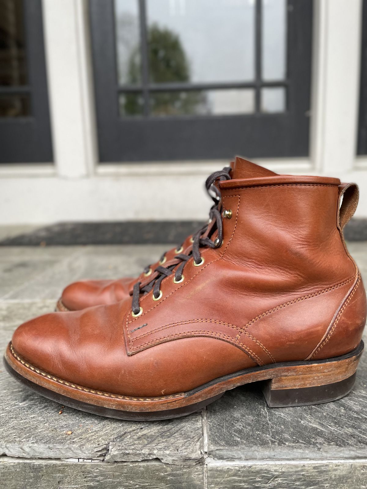 Photo by patinathunderdome on May 5, 2022 of the White Kloud Blucher.87 in Badalassi Carlo Cognac Minerva.
