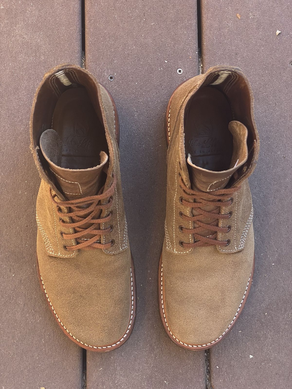 Photo by patinathunderdome on November 4, 2021 of the John Lofgren M-43 Service Shoes in Horween Natural Chromexcel Roughout.