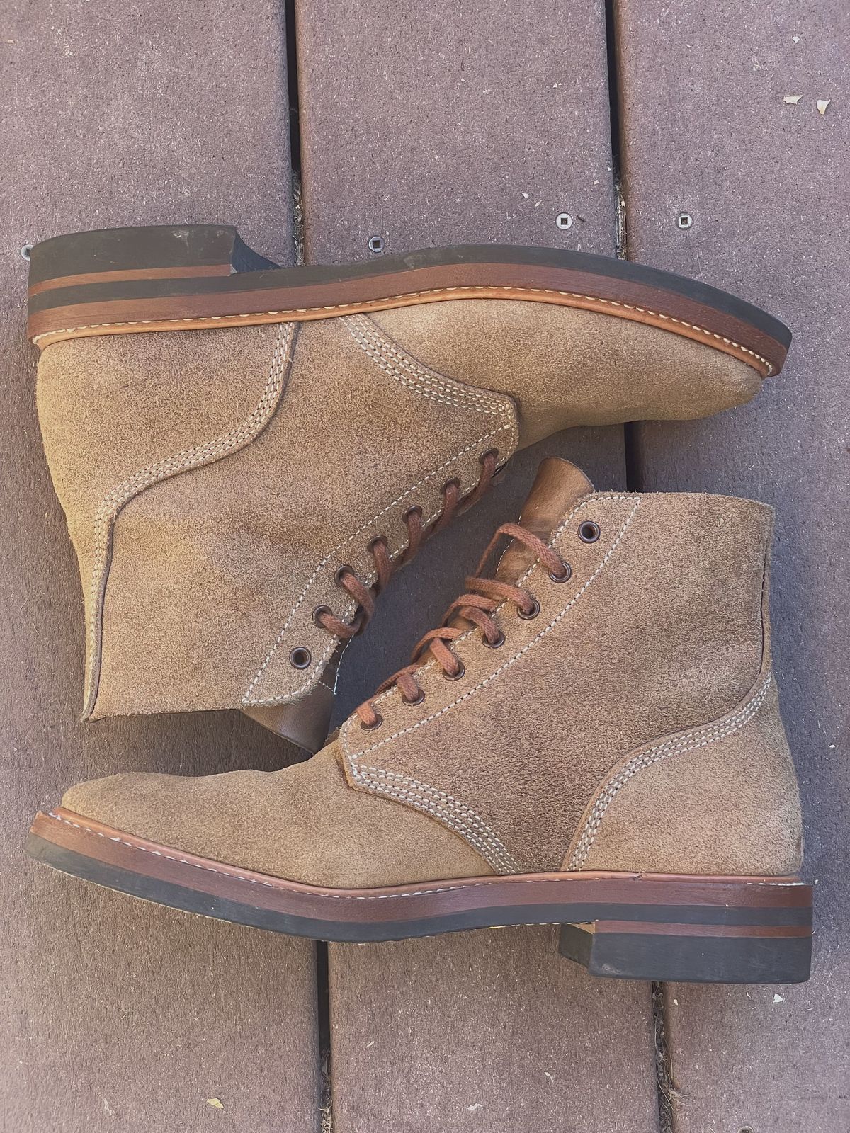 Photo by patinathunderdome on November 4, 2021 of the John Lofgren M-43 Service Shoes in Horween Natural Chromexcel Roughout.