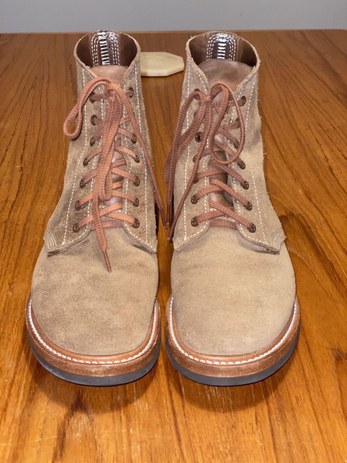 Photo by patinathunderdome on December 6, 2021 of the John Lofgren M-43 Service Shoes in Horween Natural Chromexcel Roughout.