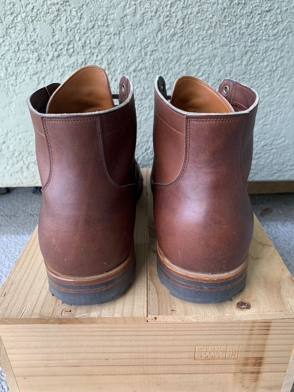 Photo by patinathunderdome on December 4, 2021 of the Viberg Service Boot in Horween Saddle Tan Chromepak.