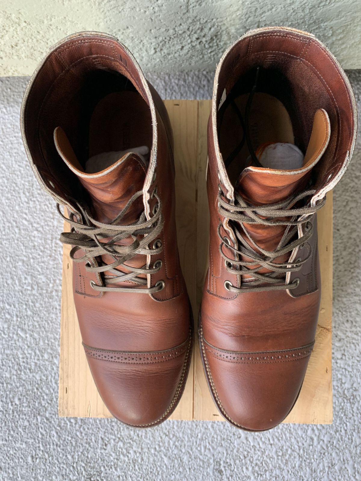 Photo by patinathunderdome on December 4, 2021 of the Viberg Service Boot in Horween Saddle Tan Chromepak.