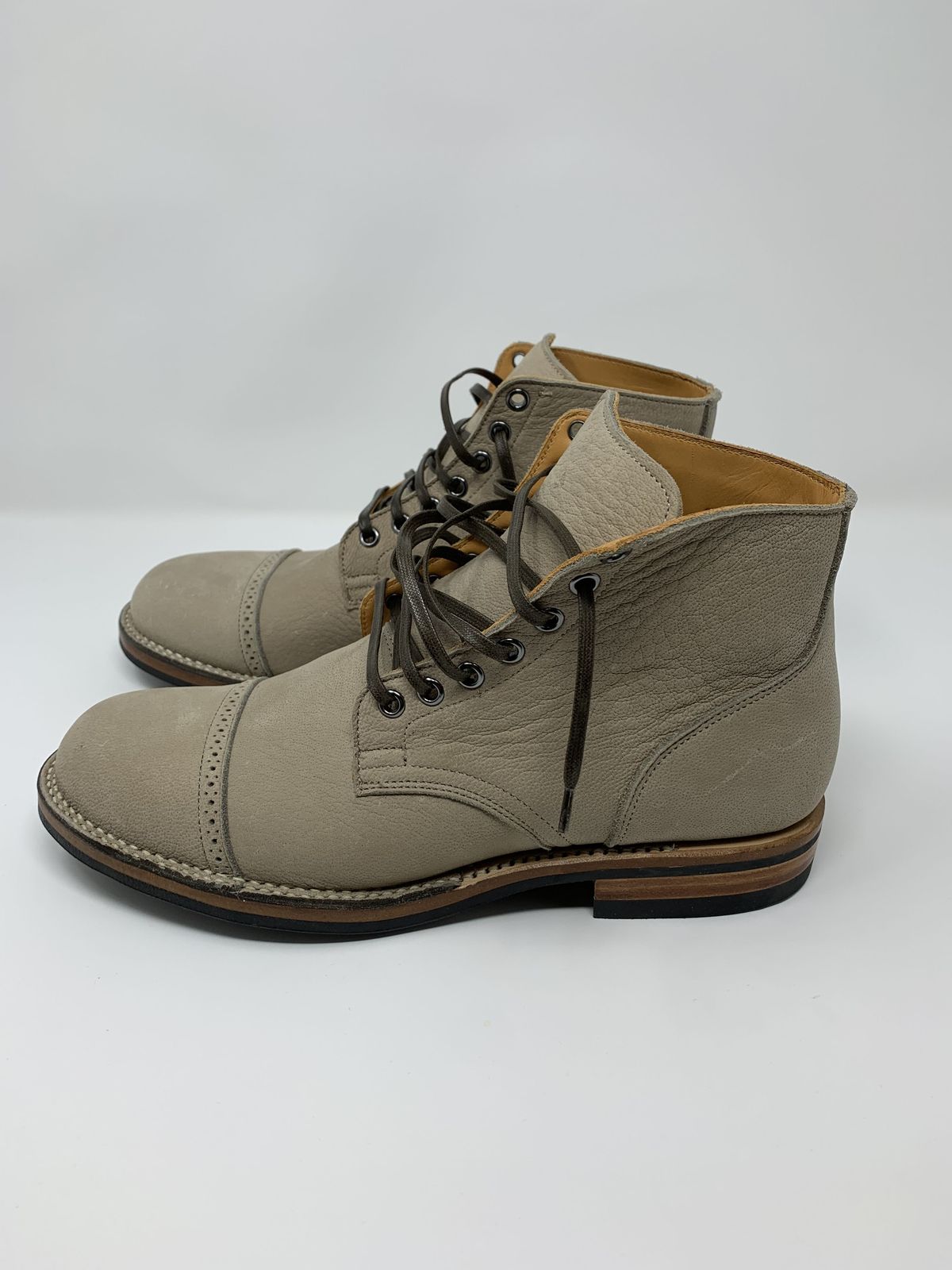 Photo by patinathunderdome on September 30, 2021 of the Viberg Service Boot in C.F. Stead Nomad Bokhara Nubuck.