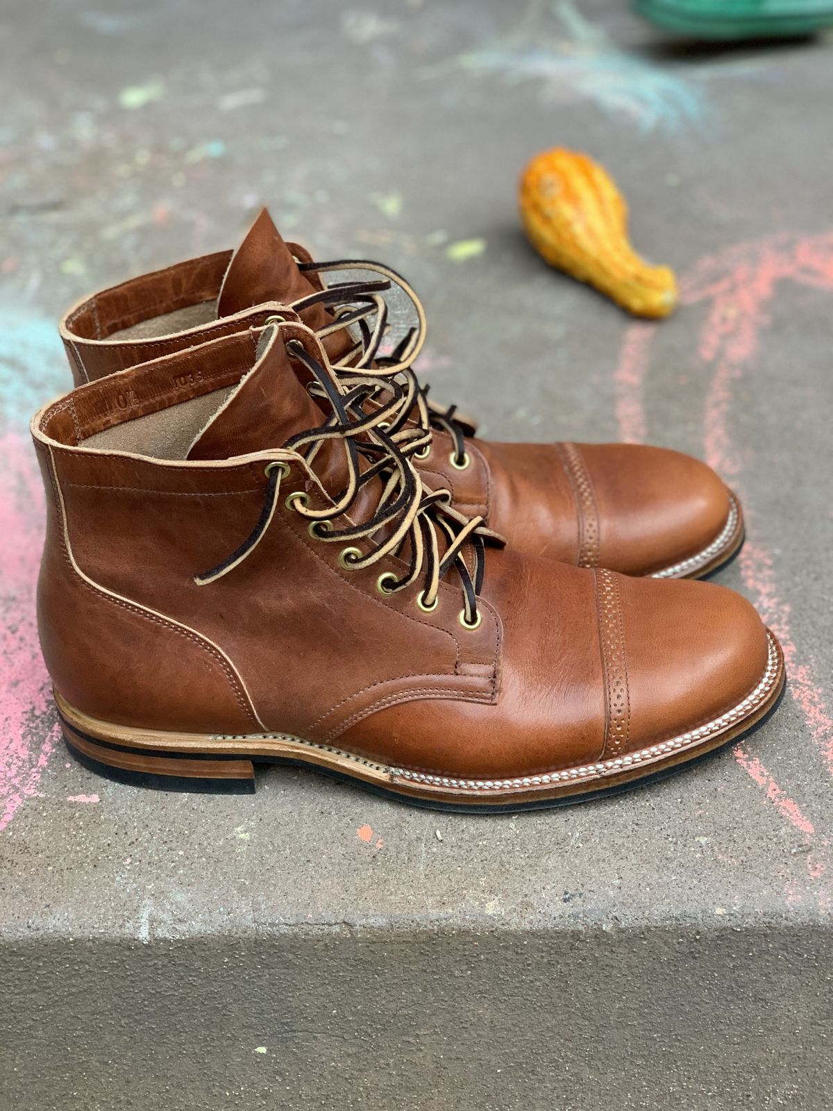 Photo by patinathunderdome on October 3, 2021 of the Viberg Service Boot in Horween Spice Dublin.