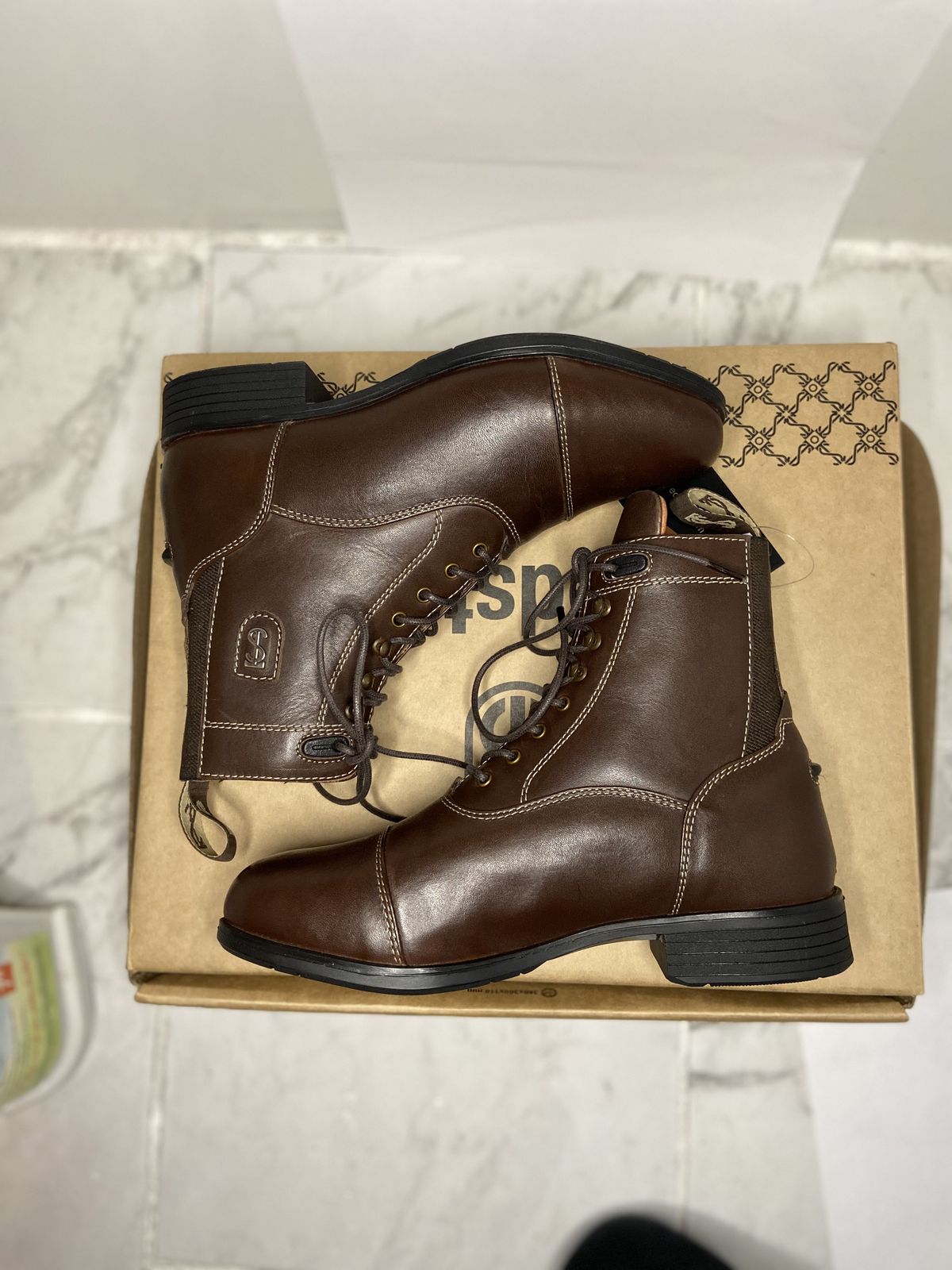 Photo by patinathunderdome on November 2, 2021 of the Tredstep Donatello Paddock Boots Front Lace in Brown Full Grain.