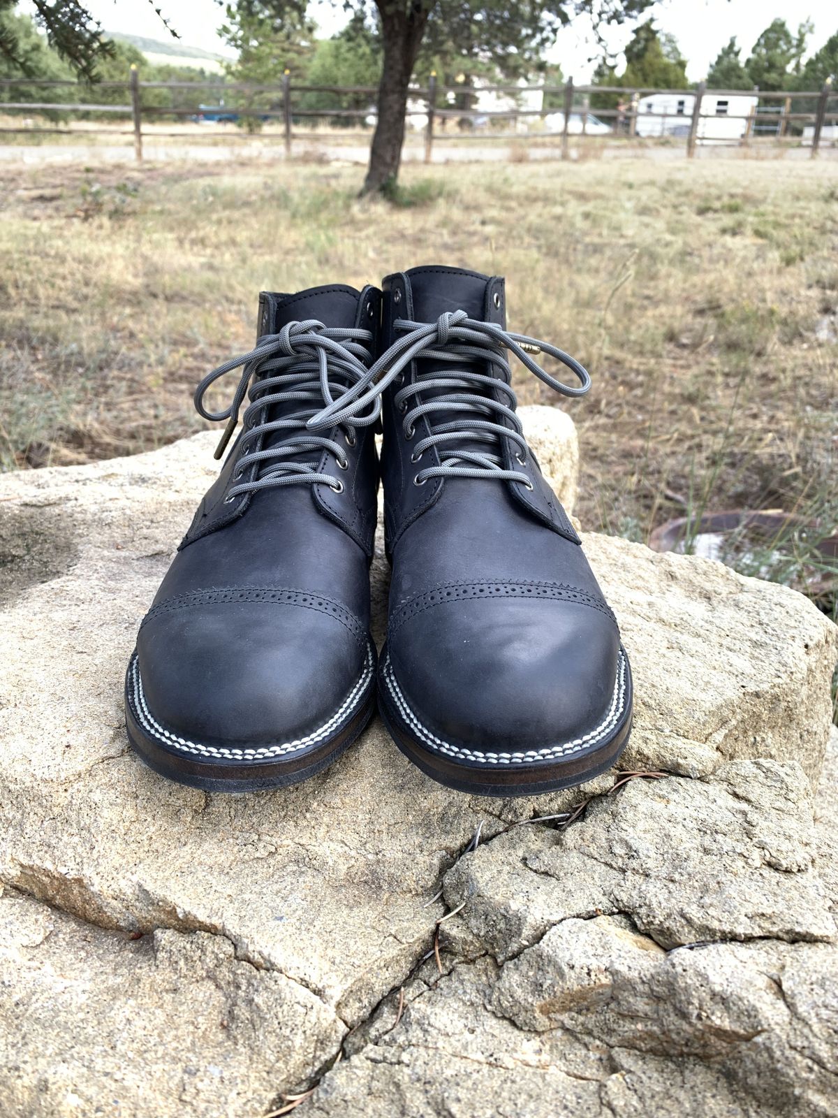 Photo by patinathunderdome on September 30, 2021 of the Viberg Service Boot in Maryam Noir Vitello Calf.