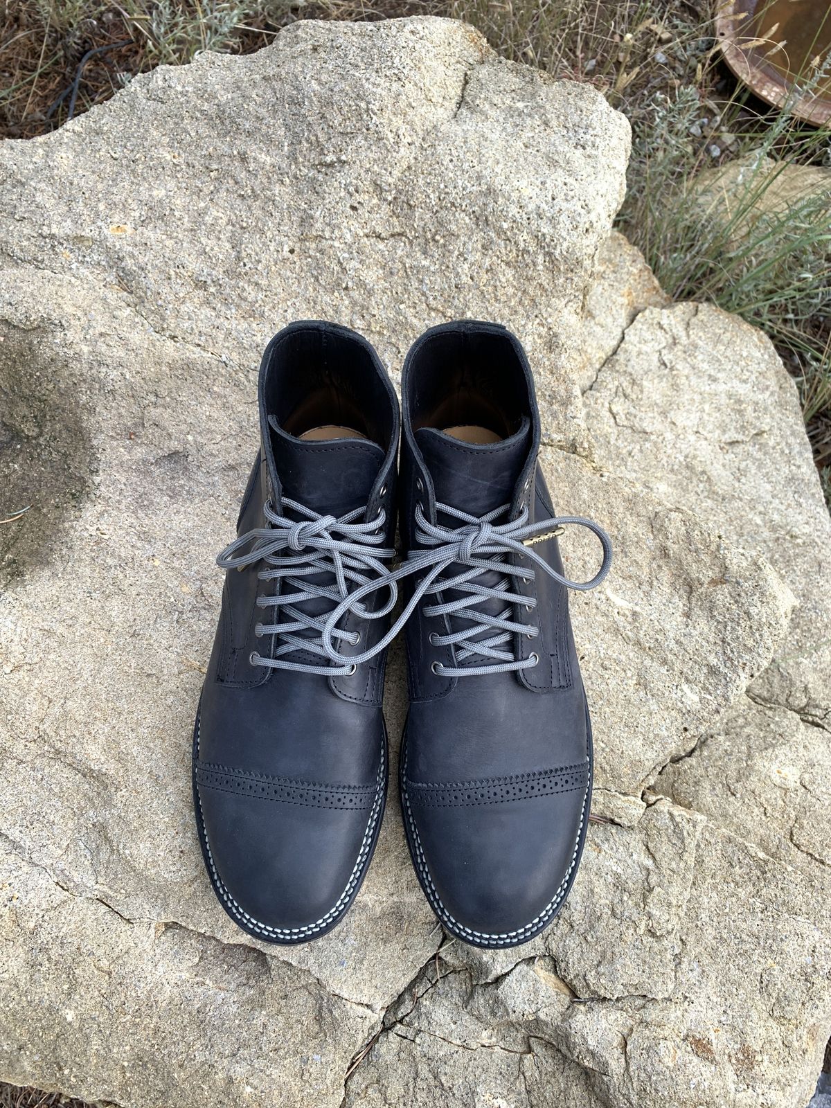 Photo by patinathunderdome on September 30, 2021 of the Viberg Service Boot in Maryam Noir Vitello Calf.