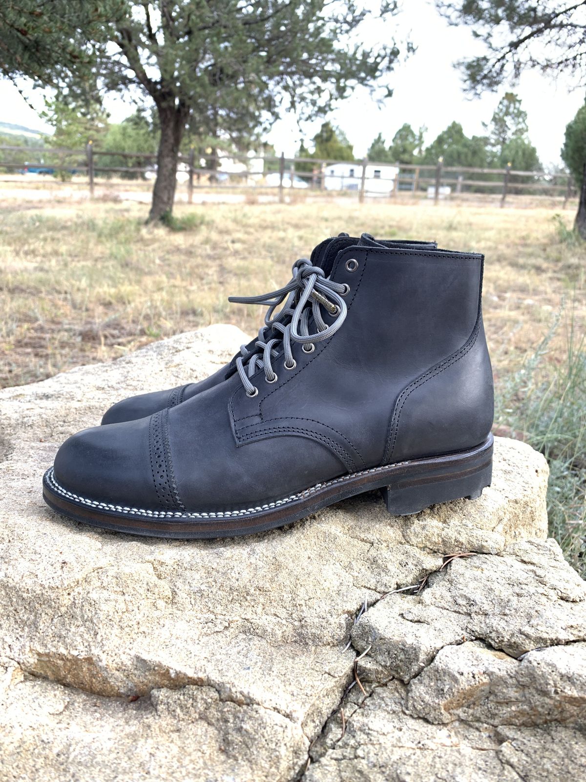 Photo by patinathunderdome on September 30, 2021 of the Viberg Service Boot in Maryam Noir Vitello Calf.