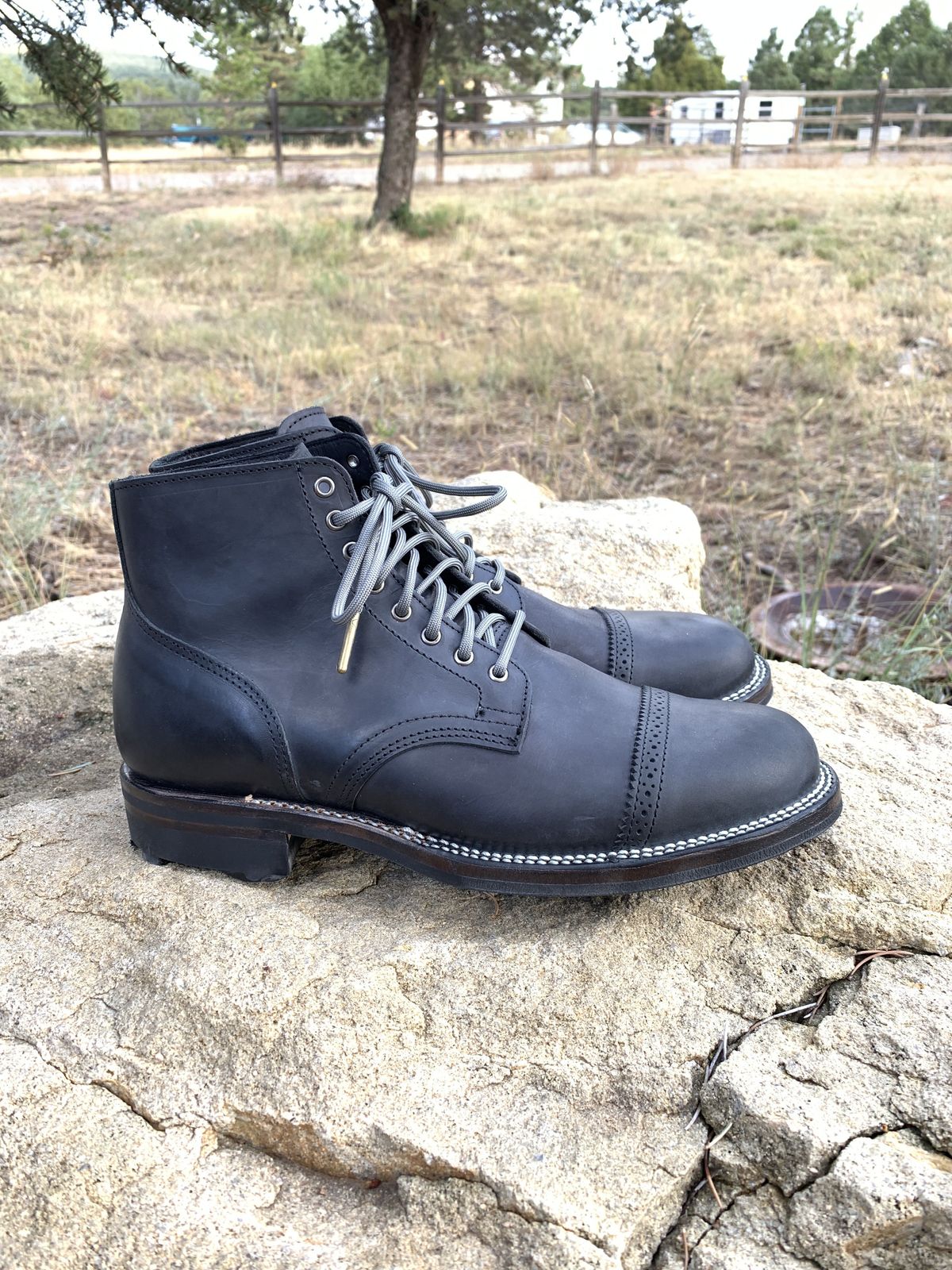 Photo by patinathunderdome on September 30, 2021 of the Viberg Service Boot in Maryam Noir Vitello Calf.