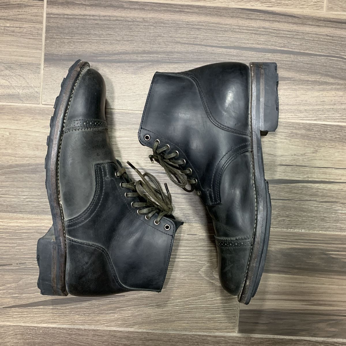 Photo by patinathunderdome on November 2, 2021 of the Viberg Service Boot in Maryam Noir Vitello Calf.