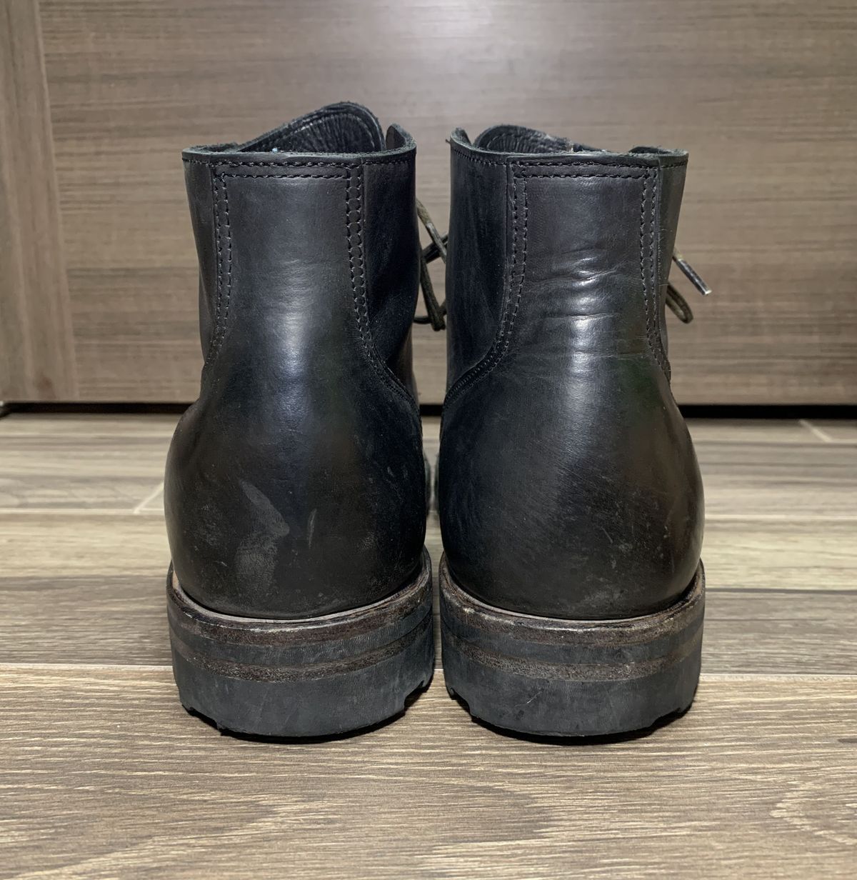 Photo by patinathunderdome on November 2, 2021 of the Viberg Service Boot in Maryam Noir Vitello Calf.