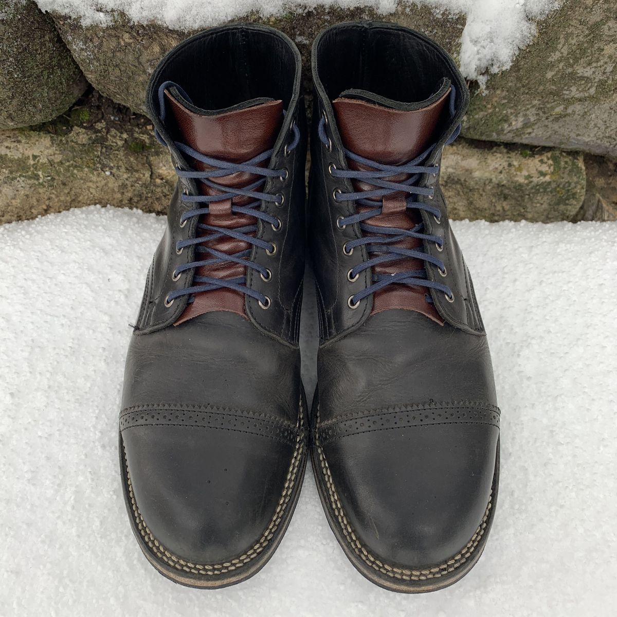 Photo by patinathunderdome on January 1, 2022 of the Viberg Service Boot in Maryam Noir Vitello Calf.