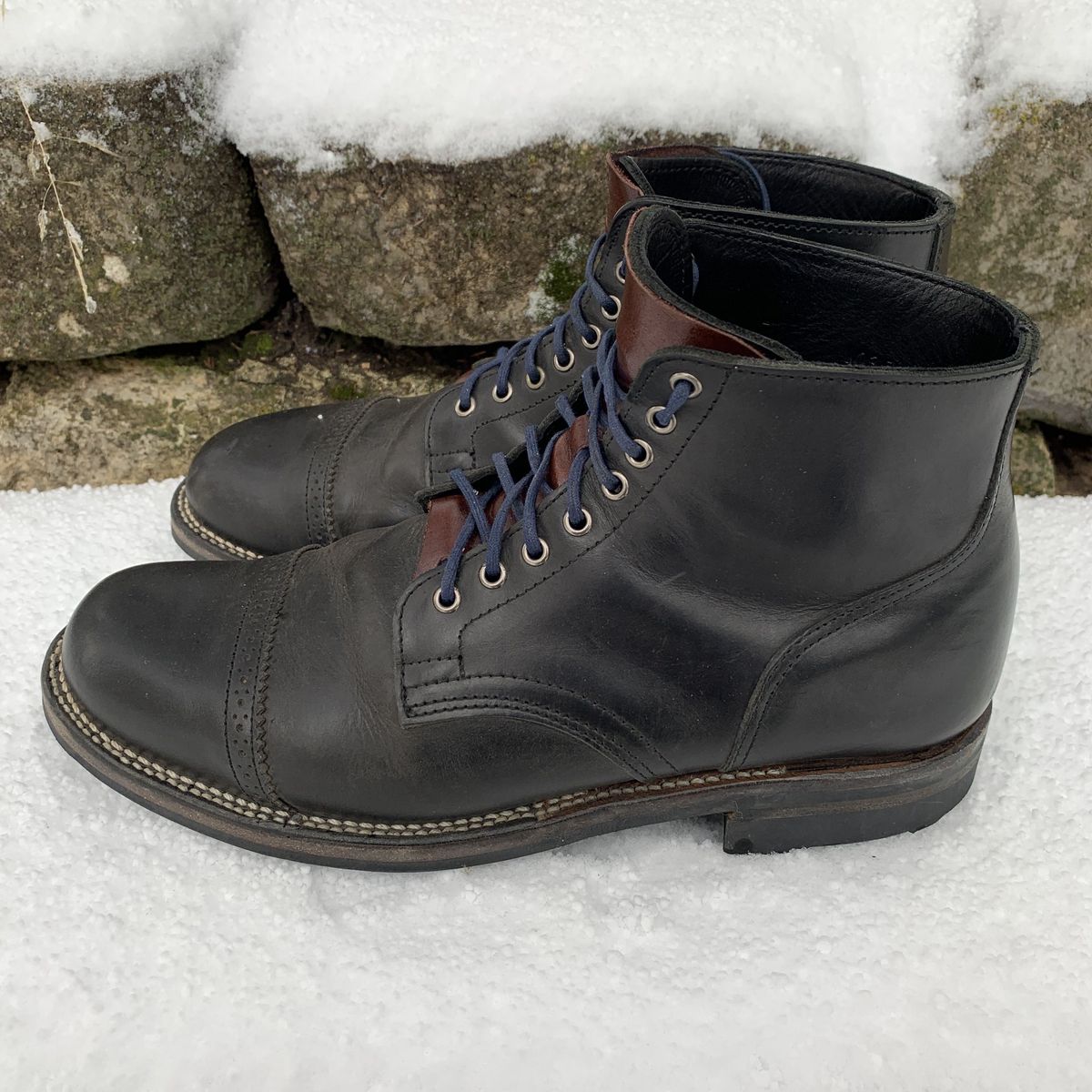 Photo by patinathunderdome on January 1, 2022 of the Viberg Service Boot in Maryam Noir Vitello Calf.