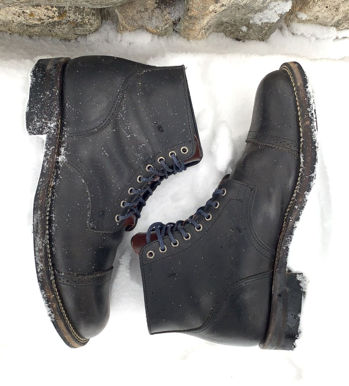 Photo by patinathunderdome on February 2, 2022 of the Viberg Service Boot in Maryam Noir Vitello Calf.