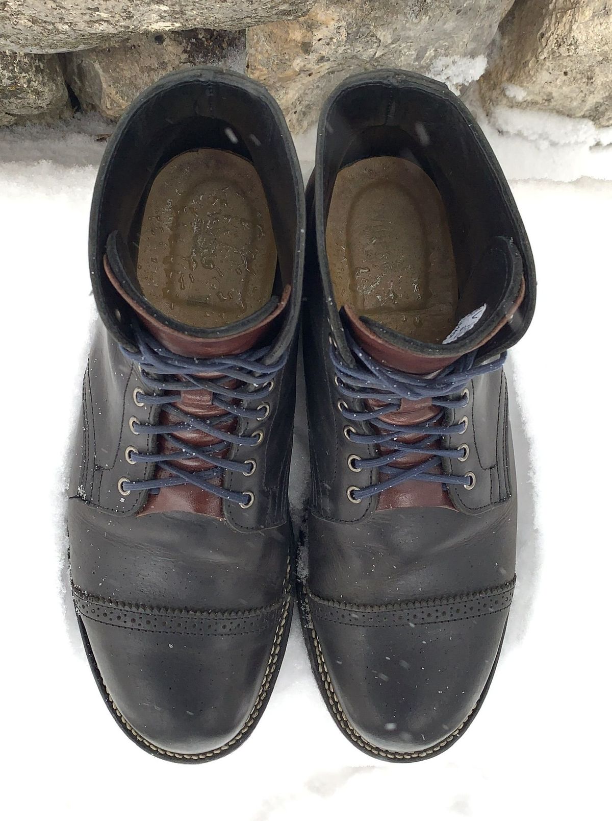 Photo by patinathunderdome on February 2, 2022 of the Viberg Service Boot in Maryam Noir Vitello Calf.