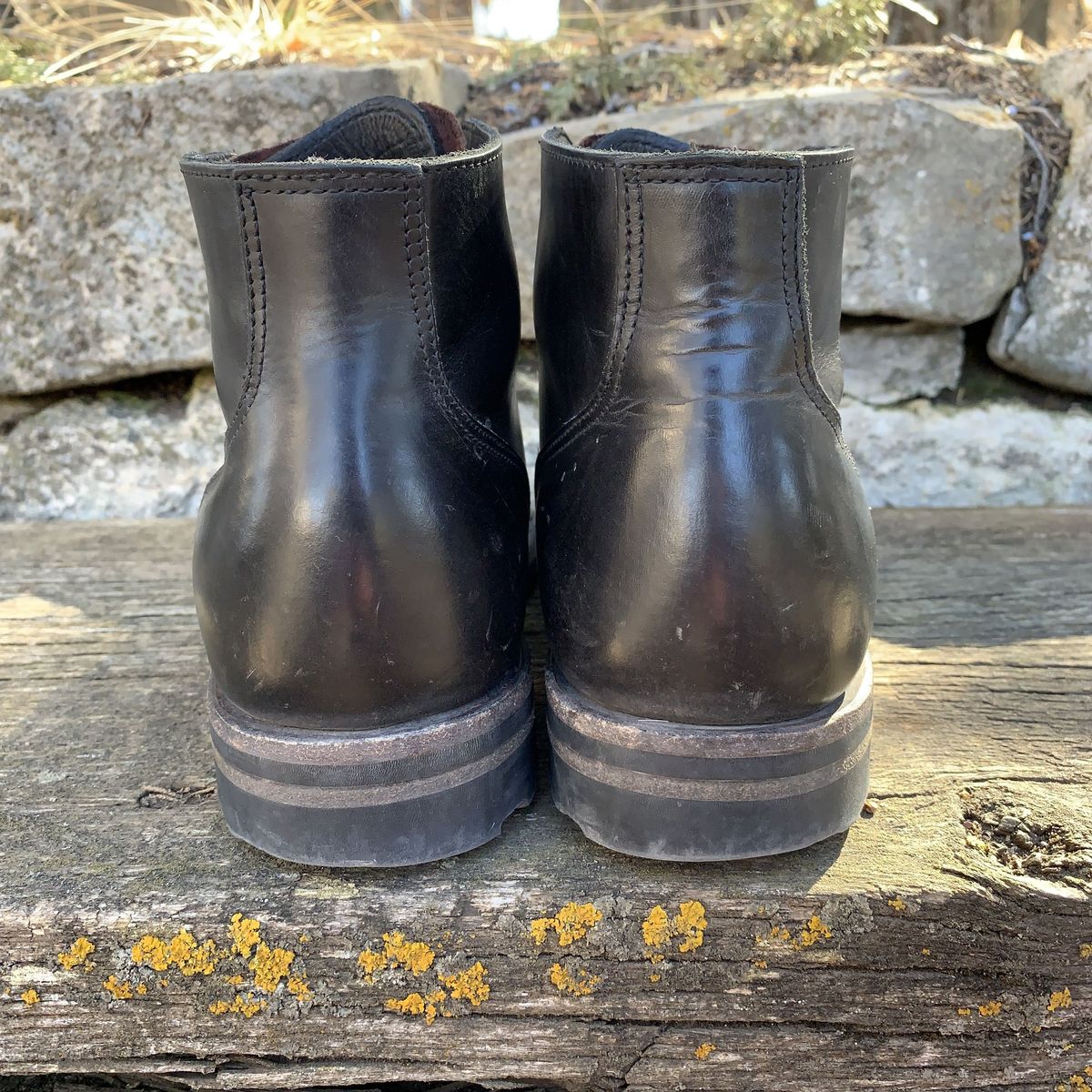 Photo by patinathunderdome on March 5, 2022 of the Viberg Service Boot in Maryam Noir Vitello Calf.