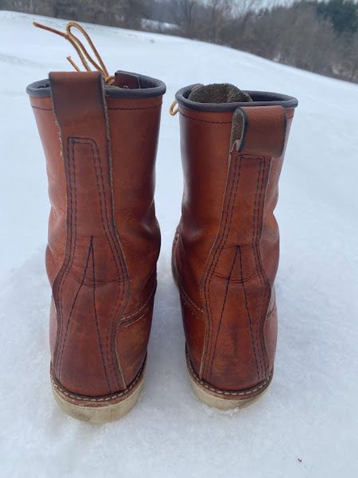 Photo by patinathunderdome on February 5, 2022 of the Red Wing 8-Inch Classic Moc in S.B. Foot Oro-Iginal.