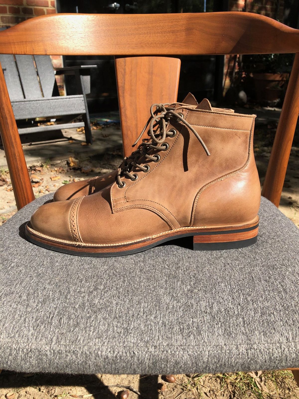 Photo by patinathunderdome on September 30, 2021 of the Viberg Service Boot in Horween Natural Chromexcel.
