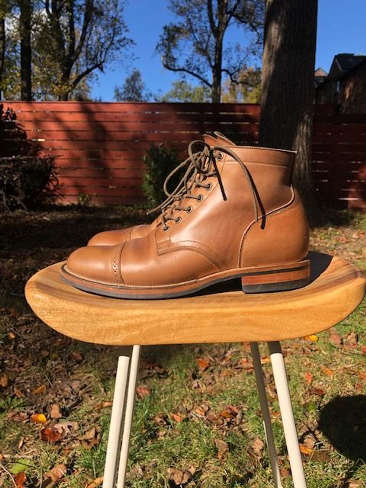 Photo by patinathunderdome on November 3, 2021 of the Viberg Service Boot in Horween Natural Chromexcel.