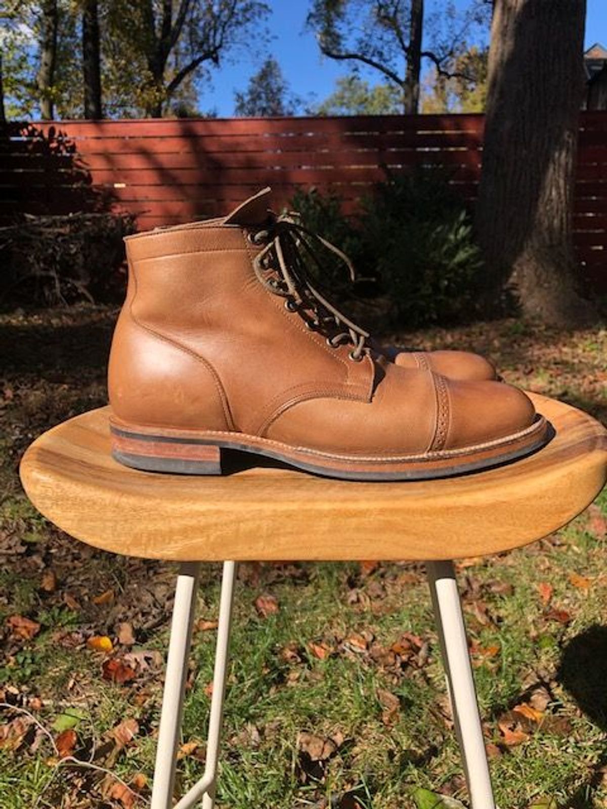 Photo by patinathunderdome on November 3, 2021 of the Viberg Service Boot in Horween Natural Chromexcel.