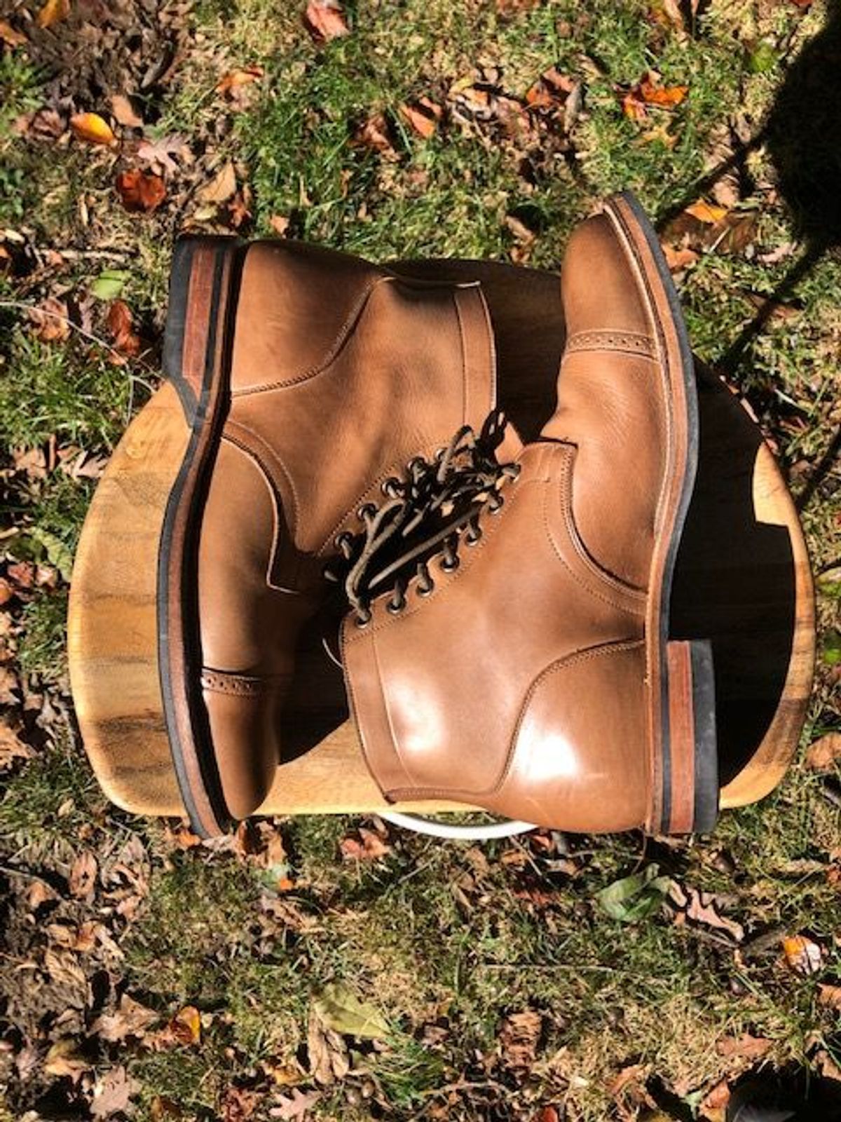 Photo by patinathunderdome on November 3, 2021 of the Viberg Service Boot in Horween Natural Chromexcel.