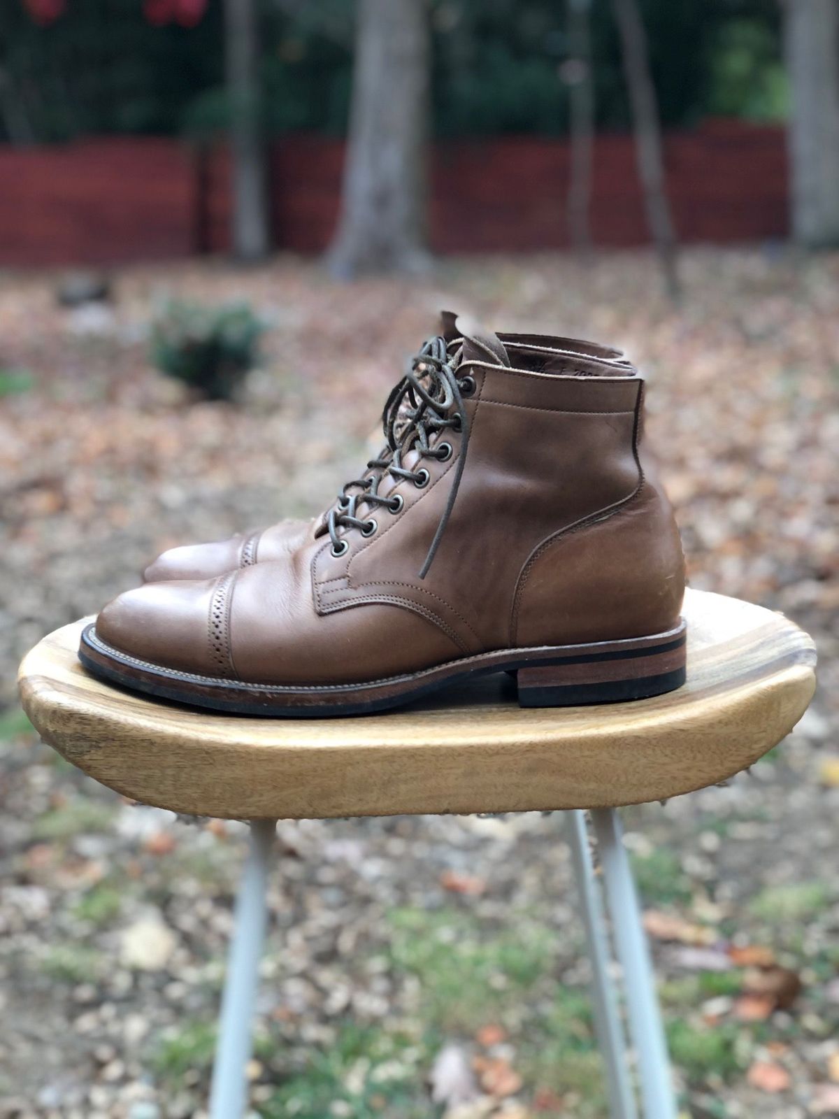 Photo by patinathunderdome on December 1, 2021 of the Viberg Service Boot in Horween Natural Chromexcel.