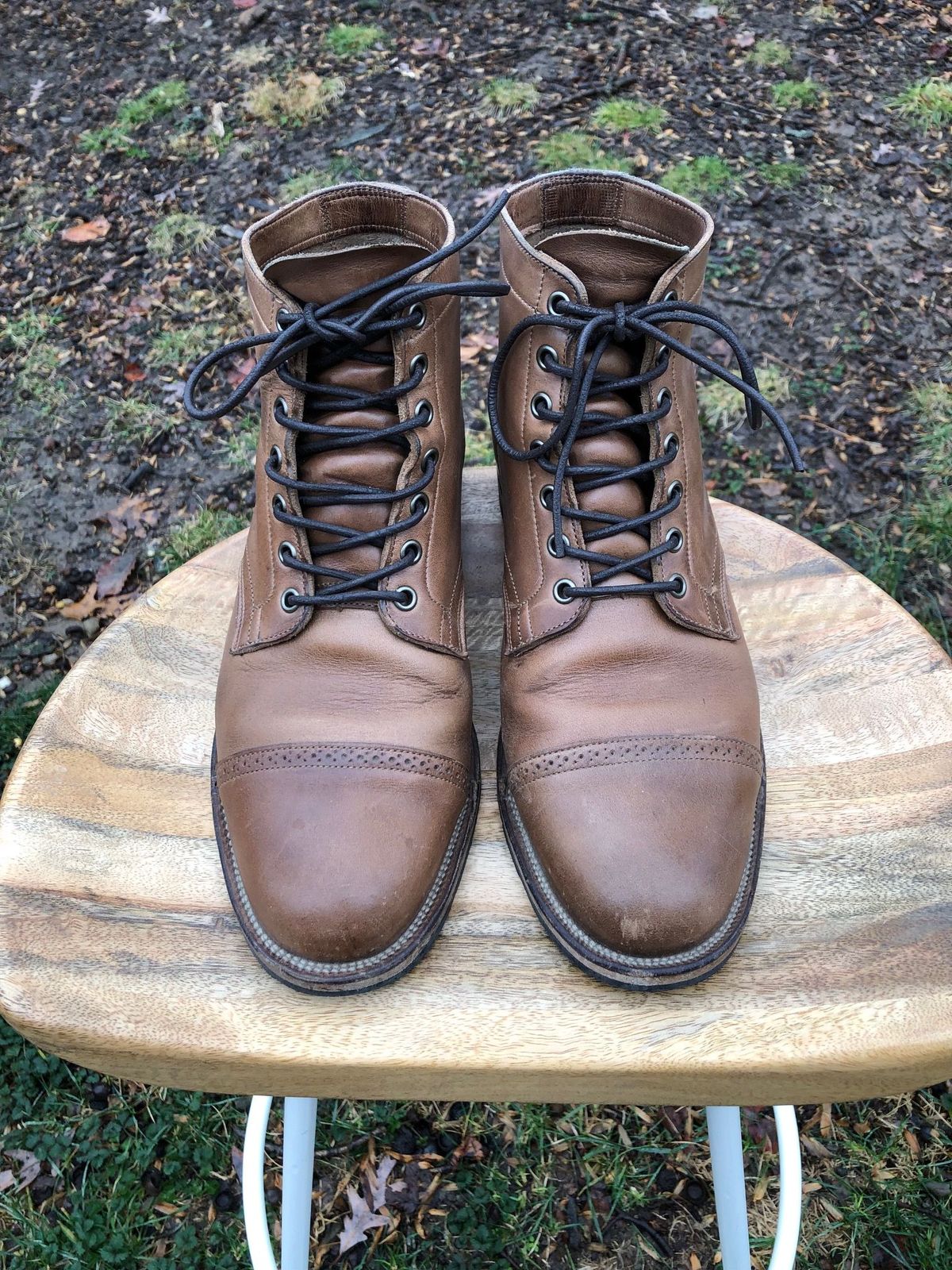 Photo by patinathunderdome on January 1, 2022 of the Viberg Service Boot in Horween Natural Chromexcel.