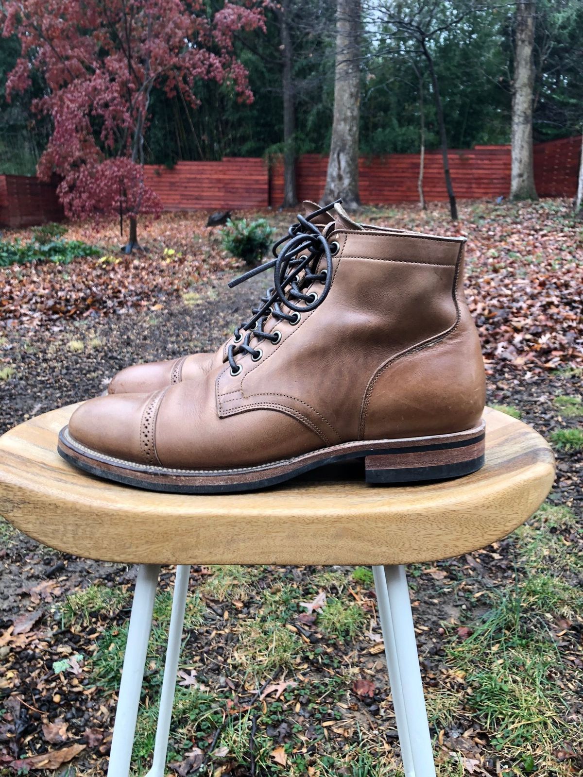 Photo by patinathunderdome on January 1, 2022 of the Viberg Service Boot in Horween Natural Chromexcel.