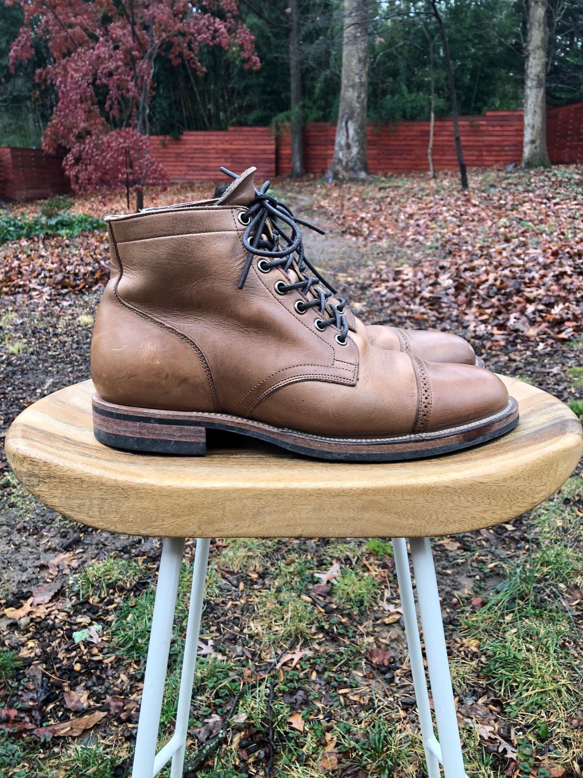 Photo by patinathunderdome on January 1, 2022 of the Viberg Service Boot in Horween Natural Chromexcel.