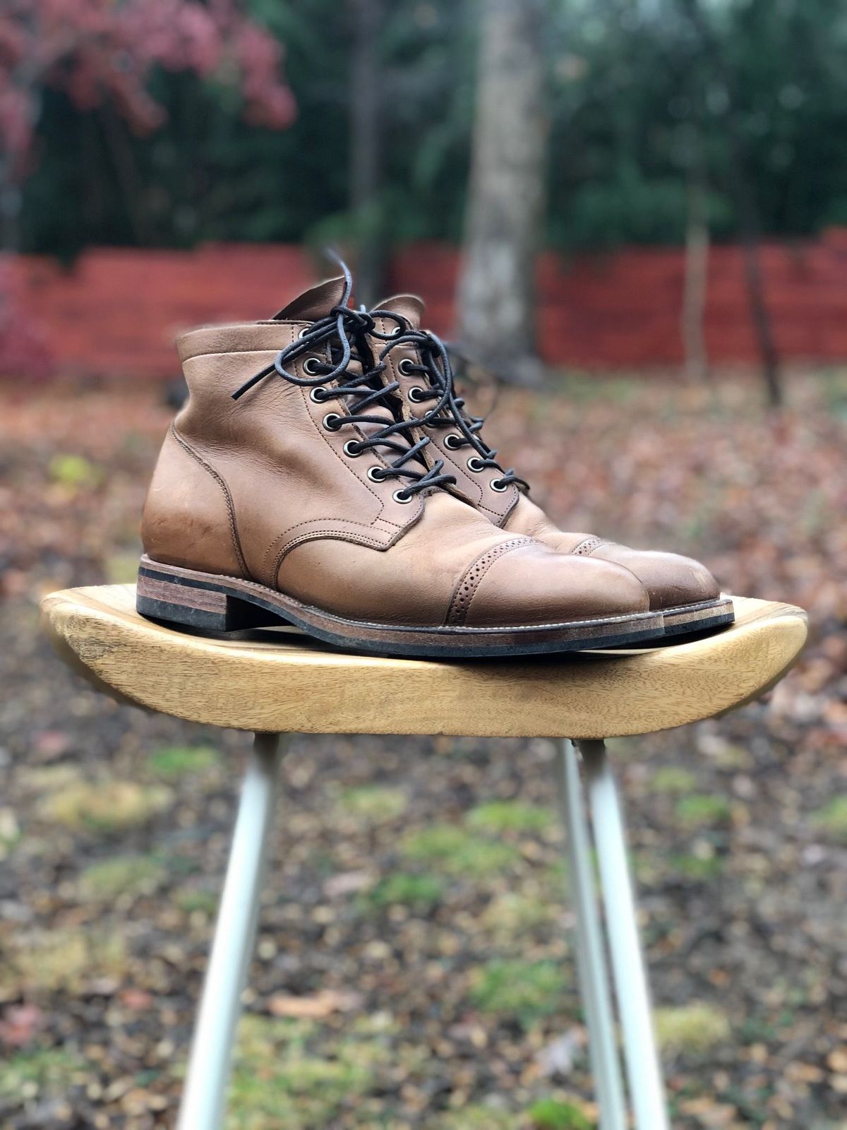 Photo by patinathunderdome on January 1, 2022 of the Viberg Service Boot in Horween Natural Chromexcel.