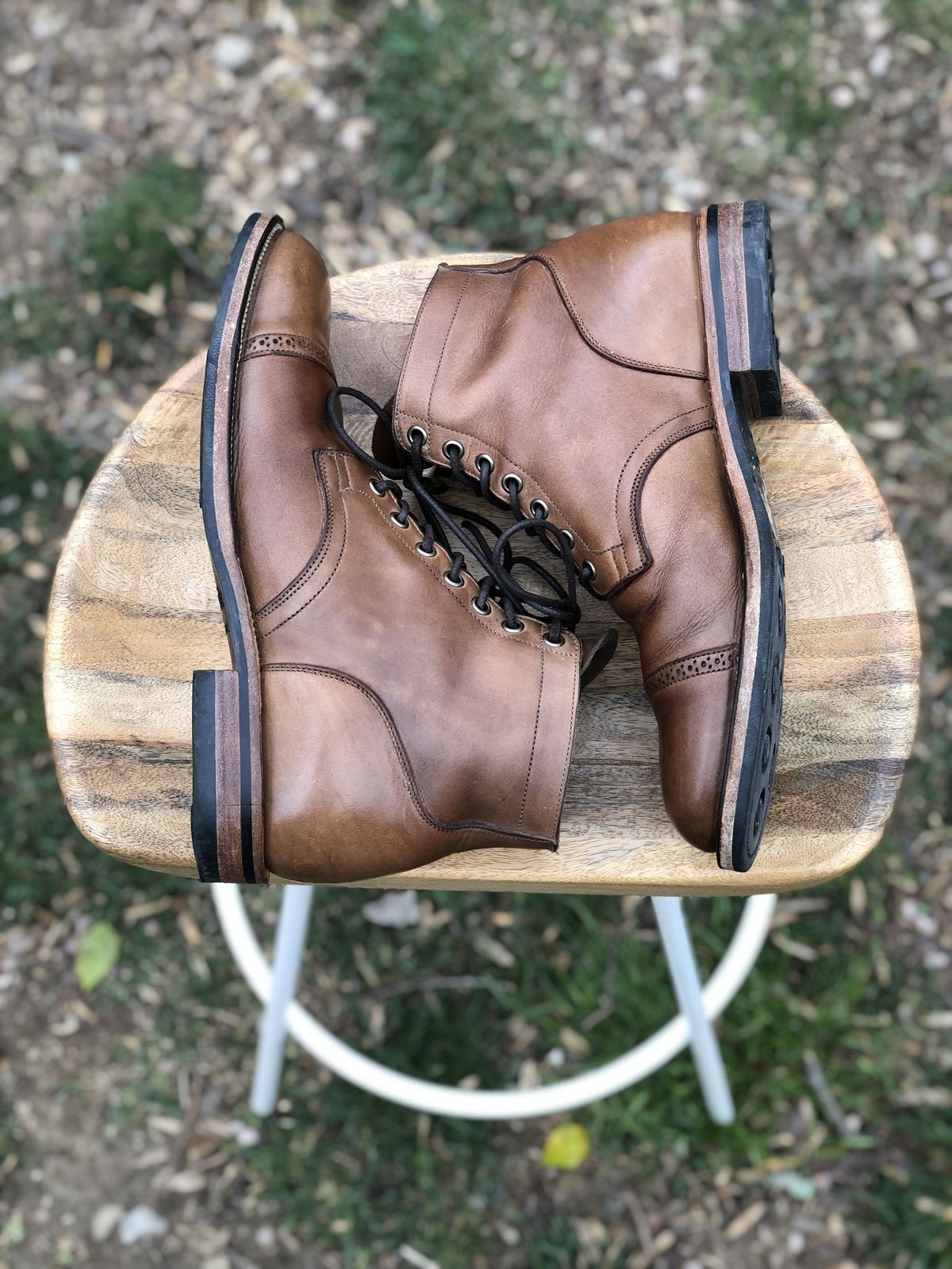 Photo by patinathunderdome on May 1, 2022 of the Viberg Service Boot in Horween Natural Chromexcel.