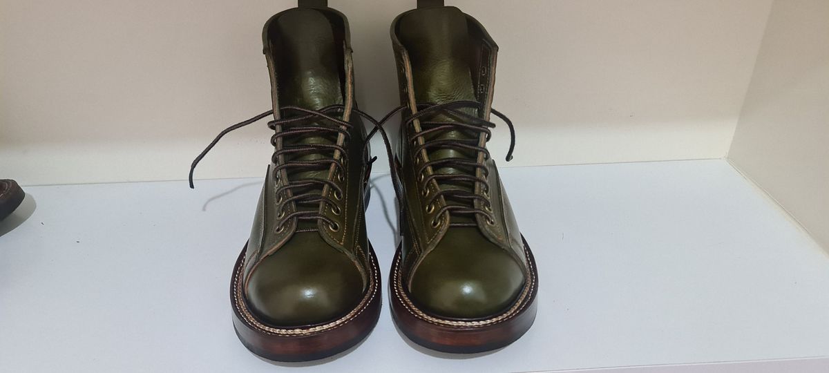 Photo by patinathunderdome on October 13, 2021 of the Willie's Handmade Boots Boot #2 in Badalassi Carlo Oliva Minerva.