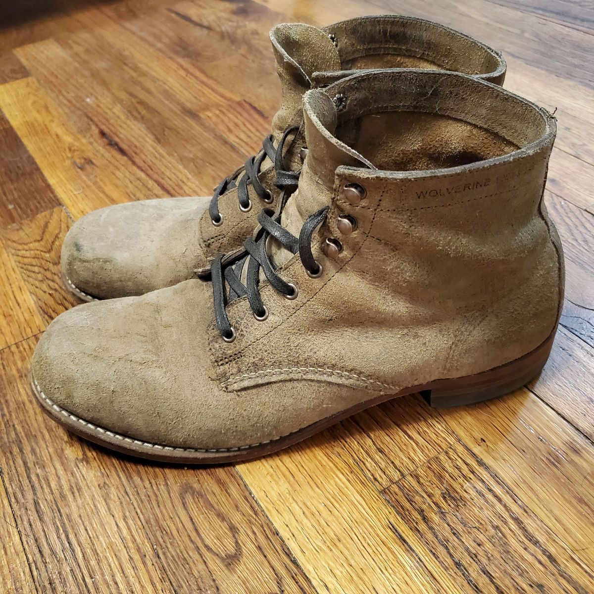 Photo by patinathunderdome on November 6, 2021 of the Wolverine 1000 Mile Plain-Toe Boot in C.F. Stead Teak Waxy Mohawk.